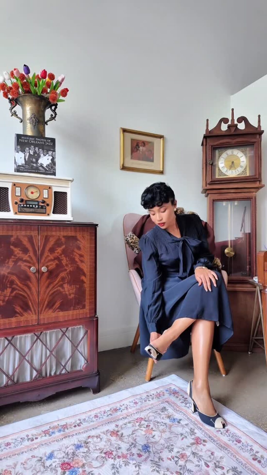 Navy 1940s dress